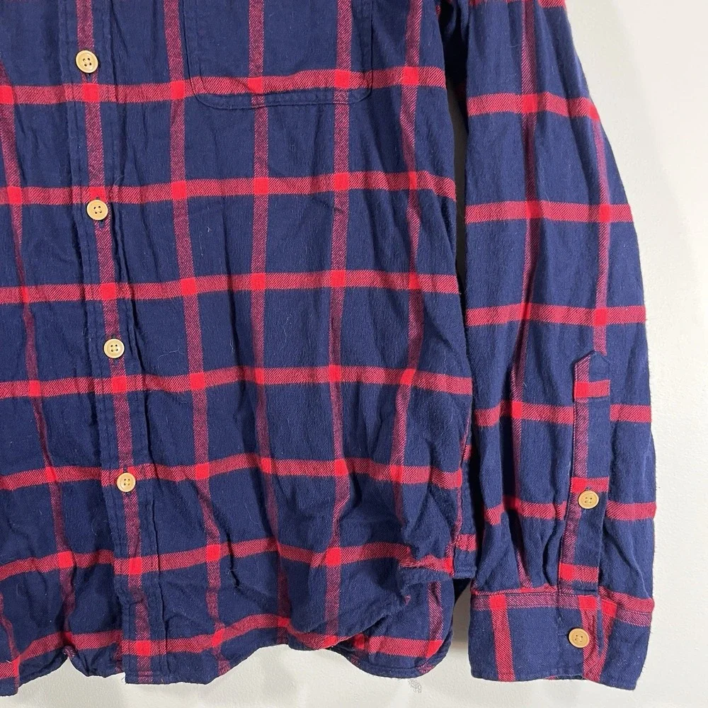 J Crew Mercantile Navy Red Buffalo Plaid Flannel Long Sleeve Button Up Men's‎ XL